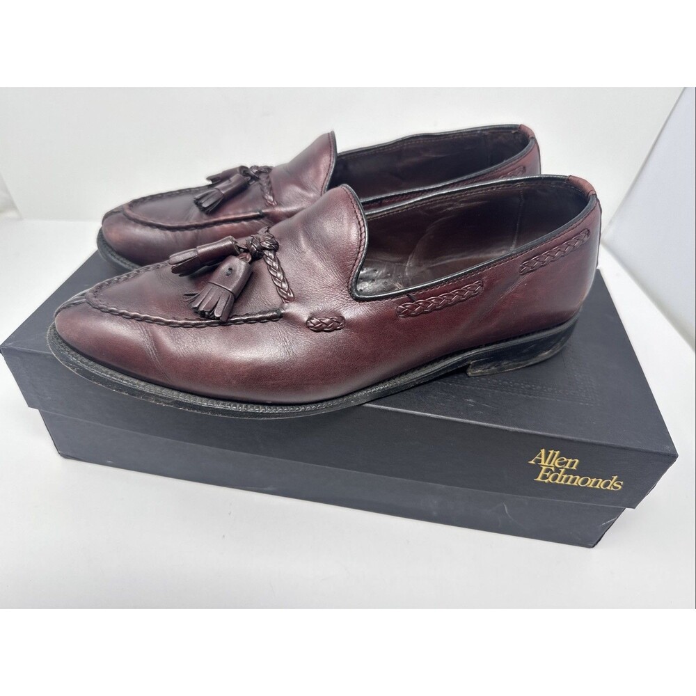 Allen Edmonds The Adams Independence Collection Burgundy Loafers Tassle Sz 10 D